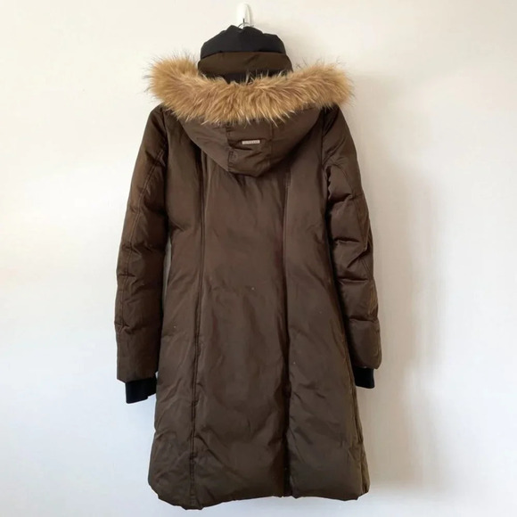 Soia & Kyo BROWN Down  Racoon Fur Hood Long Christy Parka Jacket Coat Sz S - Picture 8 of 13